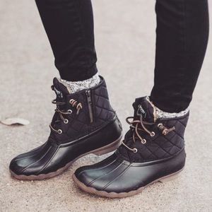 sperry quilted black duck boots